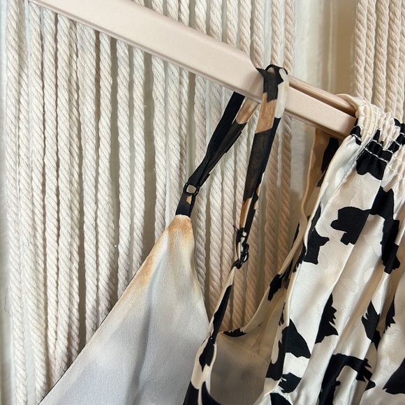 RTR Self-Portrait Leopard Printed Mini Dress 6 Black/White open shoulder v-neck - Picture 5 of 6